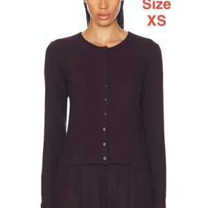 LESET Elegant Plum Color Button-Up Women's Cardigan